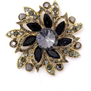 image:imageLAXPICOL Vintage Womens Austrian Crystal Elegant Flower Brooch Wedding Broach PinBlack