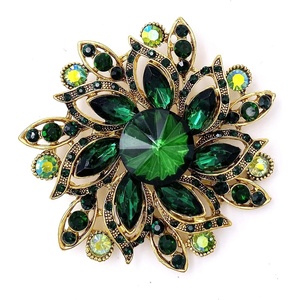 image:imageLAXPICOL Vintage Womens Austrian Crystal Elegant Flower Brooch Wedding Broach PinGreen