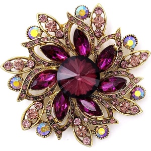 image:imageLAXPICOL Vintage Womens Austrian Crystal Elegant Flower Brooch Wedding Broach PinPurple
