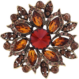 image:imageLAXPICOL Vintage Womens Austrian Crystal Elegant Flower Brooch Wedding Broach Pinbrownsmaller