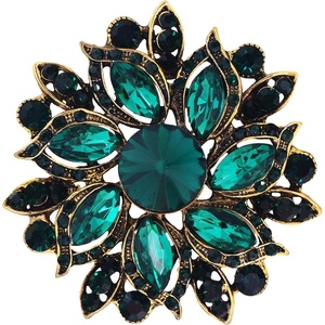 image:imageLAXPICOL Vintage Womens Austrian Crystal Elegant Flower Brooch Wedding Broach Pingreensmaller