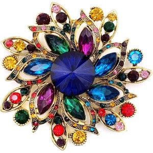 image:imageLAXPICOL Vintage Womens Austrian Crystal Elegant Flower Brooch Wedding Broach Pinmulticolored