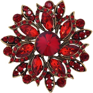image:imageLAXPICOL Vintage Womens Austrian Crystal Elegant Flower Brooch Wedding Broach Pinredsmaller