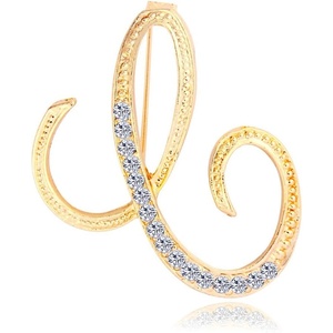 image:imageLetter Brooch Pins Initial Rhinestone Brooch for Women Crafts Gold AZGRC