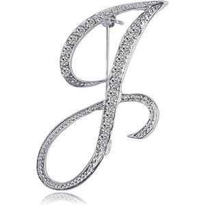 image:imageLetter Brooch Pins Initial Rhinestone Brooch for Women Crafts Silvery J