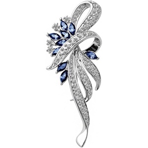 image:imageMerdia Created Crystal Brooch Fancy Vintage Style Flower Brooch Pin for Women girls ladies with BluePurple Created Crystal  Vintage Fashion  Brooches and Pins for Women  Ladies JewelryBlue