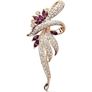 image:imageMerdia Created Crystal Brooch Fancy Vintage Style Flower Brooch Pin for Women girls ladies with BluePurple Created Crystal  Vintage Fashion  Brooches and Pins for Women  Ladies JewelryPurple