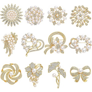 image:imageOkllen Set of 12 Pearl Brooch Elegant Rhinestone Brooches and Pins for Women Wedding Gifts Bridal and Formal Outfits