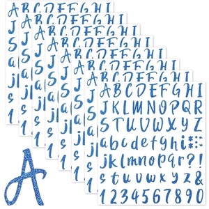 image:imageOutus 576 Pcs 8 Sheets Glitter Letters Stickers Vinyl Alphabet Number Decals Back to School Supplies for Water Bottles Cups Mailbox Scrapbooking Bulletin Board Classroom Decor1 InchGoldSapphire Blue