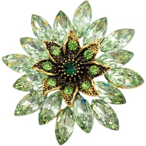 image:imageQCWN Large Flower Brooches and Pins for Women Vintage Rhinestone Sunflower Brooch Costume Jewelry Lapel Hat Pins for Wedding Dresses Bouquet Gifts1Pcs Olive Green