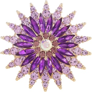 image:imageQCWN Large Flower Brooches and Pins for Women Vintage Rhinestone Sunflower Brooch Costume Jewelry Lapel Hat Pins for Wedding Dresses Bouquet Gifts1Pcs Purple Sunflower