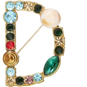 image:imageRINHOO Crystal Pearl Initial Brooch Gold Plated Enamel Colorful Letter Alphabet Breastpin Pin Jewelry for GIFTSGold D