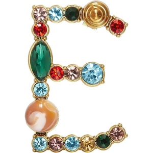 image:imageRINHOO Crystal Pearl Initial Brooch Gold Plated Enamel Colorful Letter Alphabet Breastpin Pin Jewelry for GIFTSGold E