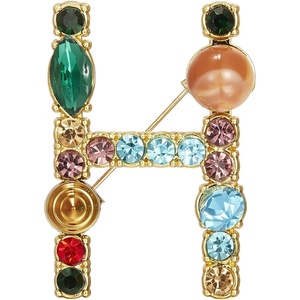 image:imageRINHOO Crystal Pearl Initial Brooch Gold Plated Enamel Colorful Letter Alphabet Breastpin Pin Jewelry for GIFTSGold H