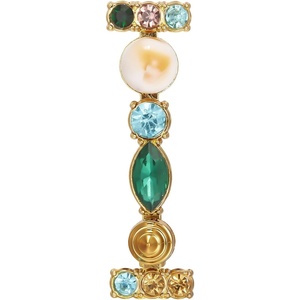 image:imageRINHOO Crystal Pearl Initial Brooch Gold Plated Enamel Colorful Letter Alphabet Breastpin Pin Jewelry for GIFTSGold I