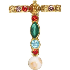 image:imageRINHOO Crystal Pearl Initial Brooch Gold Plated Enamel Colorful Letter Alphabet Breastpin Pin Jewelry for GIFTSGold T