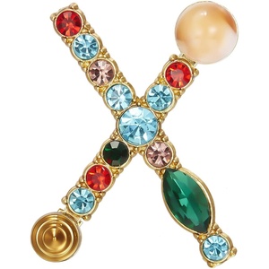 image:imageRINHOO Crystal Pearl Initial Brooch Gold Plated Enamel Colorful Letter Alphabet Breastpin Pin Jewelry for GIFTSGold X