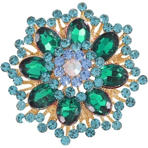 image:imageRhinestone Flower Brooch Pin for Women Sparkling Sunflower Flower Brooch Large Lapel Red Purple Green Blue Pink Crystal Brooch Pin Elegant Clothing Hat Bag Accessories JewelryGreen
