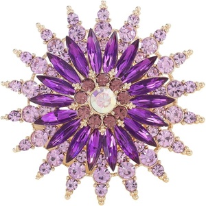 image:imageRhinestone Flower Brooch Pin for Women Sparkling Sunflower Flower Brooch Large Lapel Red Purple Green Blue Pink Crystal Brooch Pin Elegant Clothing Hat Bag Accessories JewelryPurple 1
