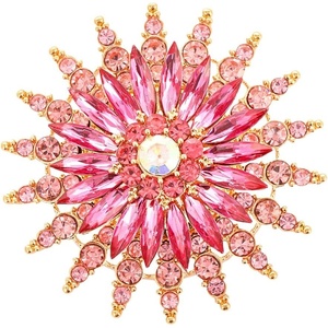 image:imageRhinestone Flower Brooch Pin for Women Sparkling Sunflower Flower Brooch Large Lapel Red Purple Green Blue Pink Crystal Brooch Pin Elegant Clothing Hat Bag Accessories JewelryPink