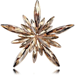 image:imageRhinestone Flower Brooch Pin for Women Sparkling Sunflower Flower Brooch Large Lapel Red Purple Green Blue Pink Crystal Brooch Pin Elegant Clothing Hat Bag Accessories JewelryChampagne Color