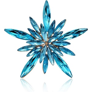 image:imageRhinestone Flower Brooch Pin for Women Sparkling Sunflower Flower Brooch Large Lapel Red Purple Green Blue Pink Crystal Brooch Pin Elegant Clothing Hat Bag Accessories JewelryBlue 2