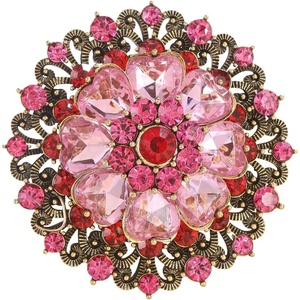 image:imageRhinestone Flower Brooch Pin for Women Sparkling Sunflower Flower Brooch Large Lapel Red Purple Green Blue Pink Crystal Brooch Pin Elegant Clothing Hat Bag Accessories JewelryPink 2