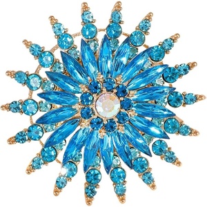 image:imageRhinestone Flower Brooch Pin for Women Sparkling Sunflower Flower Brooch Large Lapel Red Purple Green Blue Pink Crystal Brooch Pin Elegant Clothing Hat Bag Accessories JewelryBlue 1