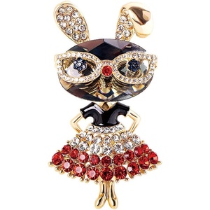 image:imageRhinestone Lady Rabbit Brooch Pin for Women Girls Fashion Gold Plated Crystal Bunny Animal Brooches Lapel Pins Dainty Cute Graduation Honors Easter Jewelry Gift for Daughter Teacher StudentsRed