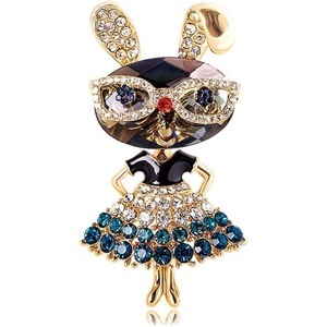image:imageRhinestone Lady Rabbit Brooch Pin for Women Girls Fashion Gold Plated Crystal Bunny Animal Brooches Lapel Pins Dainty Cute Graduation Honors Easter Jewelry Gift for Daughter Teacher StudentsBlue