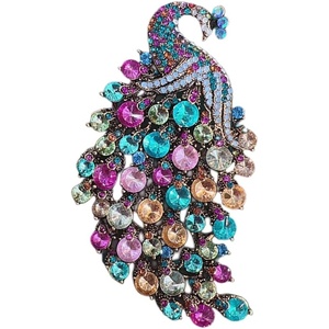 image:imageRhinestone Peacock Brooch Pin for Women Girls Fashion Exquisite Exaggerated Big Crystal Bird Animal Brooches Lapel Pins Elegant Dress Accessories Wedding Christmas Birthday Jewelry GiftColorful CZ