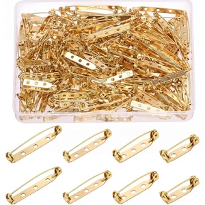 image:imageShappy 100 Pieces Brooch Pin Backs Bar Pins Backs for Crafts Safety Clasp with Plastic Box Gold and Silver 4 Sizes 20 25 32 and 38 mmGold