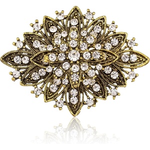 image:imageVintage Art Deco Crystal Rhinestone Brooch Pin for WomenBronze