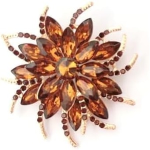 image:imageVintage Crystal Rhinestone Flowershaped Sunflower Leaf Brooch Pin Elegant Clothing Hat Bag Accessory for WomenC brown