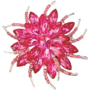 image:imageVintage Crystal Rhinestone Flowershaped Sunflower Leaf Brooch Pin Elegant Clothing Hat Bag Accessory for WomenC pink