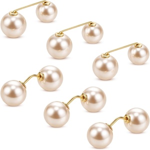 image:imageWILLBOND 6 Pcs Artificial Pearl Brooch Pins Sweater Shawl Safety Clips Dress Clips for WomenGold