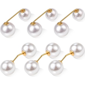 image:imageWILLBOND 6 Pcs Artificial Pearl Brooch Pins Sweater Shawl Safety Clips Dress Clips for WomenWhite