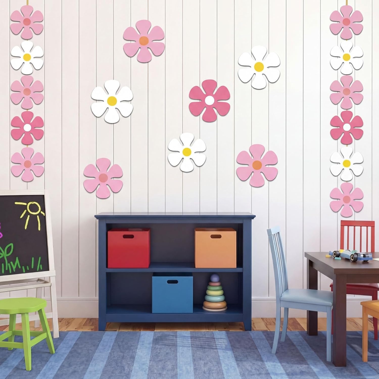 image:imageOutus 60 Pieces Retro Flower Shaped Cutouts 60s 70s 80s Mini Retro Car Flower Cutouts for Hippie Spring Party Craft Home Wall DecorationMulticolor433Pink