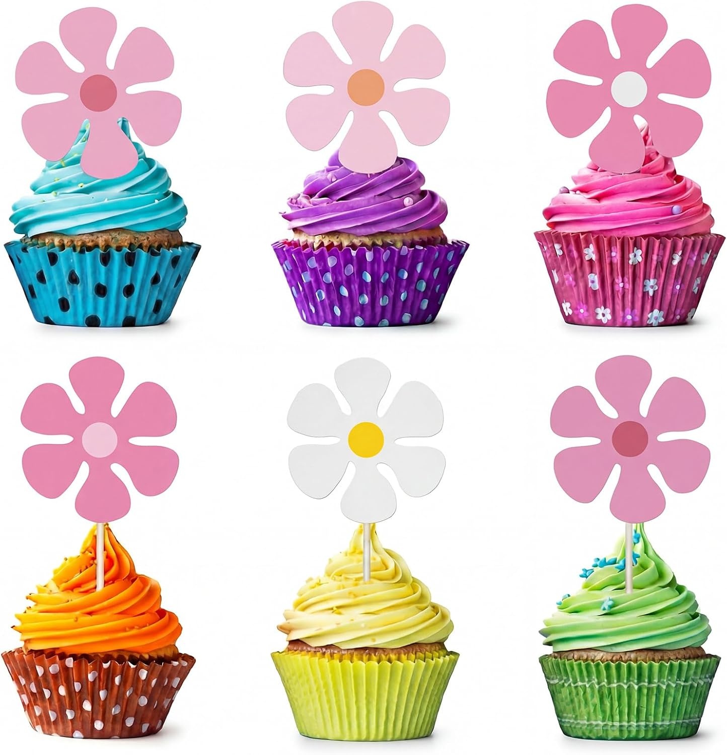 image:imageOutus 60 Pieces Retro Flower Shaped Cutouts 60s 70s 80s Mini Retro Car Flower Cutouts for Hippie Spring Party Craft Home Wall DecorationMulticolor433Pink
