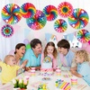 image:imageOutus 9 Pcs Rainbow Party Decorations Paper Fans Boho Classroom Bulletin Board Decor Ceiling Wall Hanging Paper Fans for Rainbow Birthday Baby Shower Party Supplies