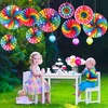 image:imageOutus 9 Pcs Rainbow Party Decorations Paper Fans Boho Classroom Bulletin Board Decor Ceiling Wall Hanging Paper Fans for Rainbow Birthday Baby Shower Party Supplies