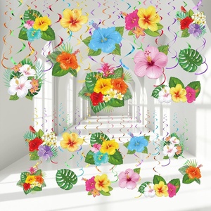 image:imageOutus 30 Pieces Hawaiian Luau Birthday Party Hanging Swirl Decorations Flower Tropical Palm Flamingo Sign Foil Ceiling Decor for Floral Tropical Party Summer Beach Pool Tiki SuppliesSummerFlower