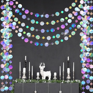 image:imageOutus 5 Pieces OrangeBlue Round Dots Garland Classroom Party Hanging Decor Each Length 131ft Glitter Paper Dot Streamers for Birthday Wedding Graduation SuppliesLaser Silver