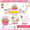 image:imageOutus 42 Pack Happy Birthday Crowns for Kids Classroom with Elastic Band for Teachers Students Kindergarten PartyVivid Style