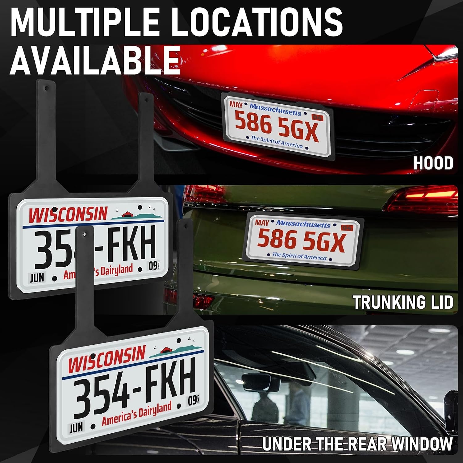 image:imageOutus 2 Pcs Rubber Demo License Plate Holder for Car Dealers Hanging Drive Tag Bracket Frame Cover for Test Drive Temporary Vehicle Dealership4