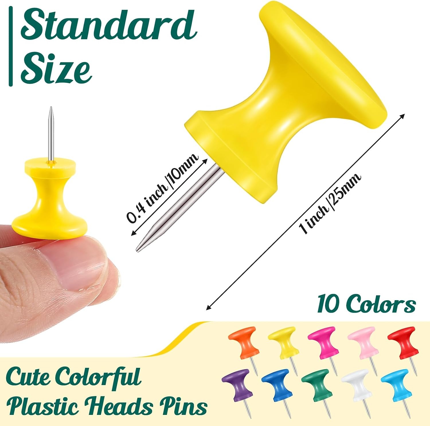 image:imageOutus 60 Pcs Giant Push Pins Jumbo Tacks 118inch Plastic Head for Cork Board Map Posters Decorations Gifts Office School Supplies TransparentColorful