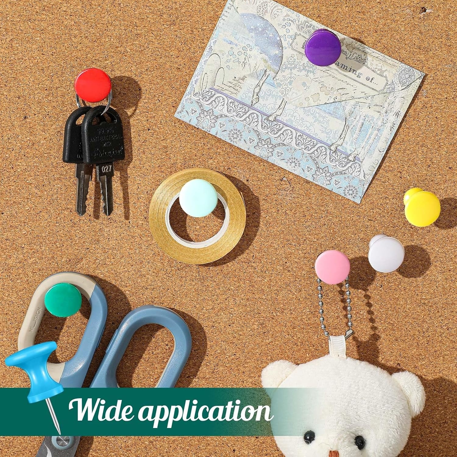 image:imageOutus 60 Pcs Giant Push Pins Jumbo Tacks 118inch Plastic Head for Cork Board Map Posters Decorations Gifts Office School Supplies TransparentColorful