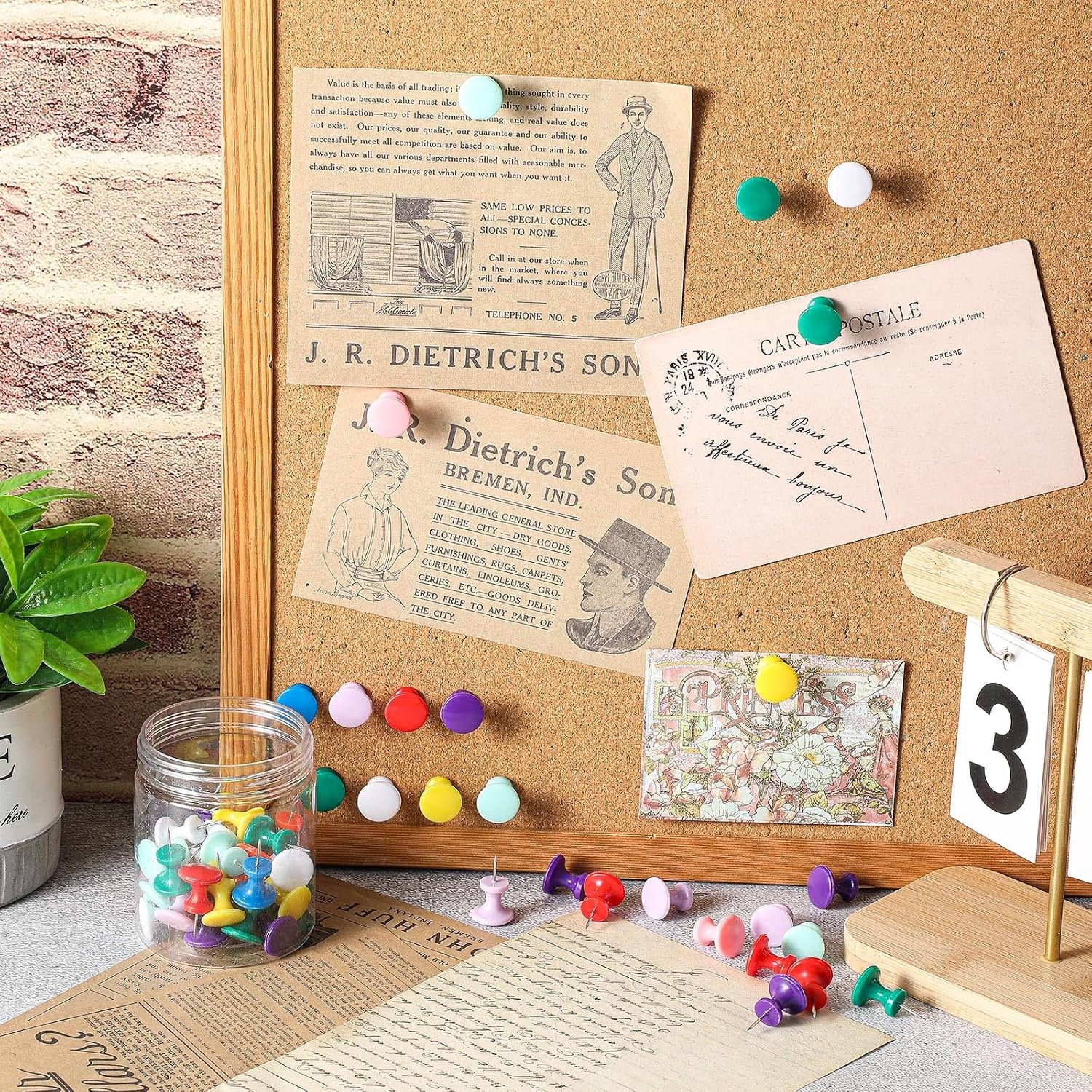 image:imageOutus 60 Pcs Giant Push Pins Jumbo Tacks 118inch Plastic Head for Cork Board Map Posters Decorations Gifts Office School Supplies TransparentColorful