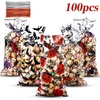 image:imageOutus 100 Pcs Halloween Cellophane Bags Trick or Treat Halloween Clear Plastic Candy Gift Treat Bags with 200pcs Orange and Silver Twist Ties for Kids Party Favors Supplies 4 Styles