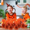 image:imageOutus 50 Pieces Halloween Jack O Lantern Pumpkin Treat Bags Flat Cellophane Orange Treat Candy Bags Halloween Plastic Party Favor Decor for Bakery Popcorn Cookie Candy Dessert with Gold Twist Ties50